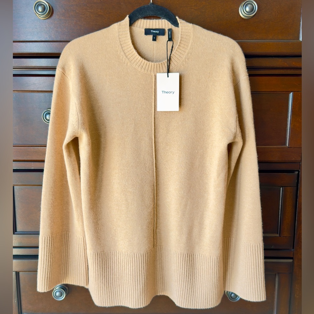 Theory Camel Knit Soft Wool & Cashmere Pullover size S NEW